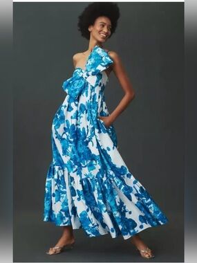 ANTHROPOLOGIE ATSU SALLY FLORAL BOW MAXI DRESS Sz XSP ABSOLUTELY BEAUTIFUL DRESS